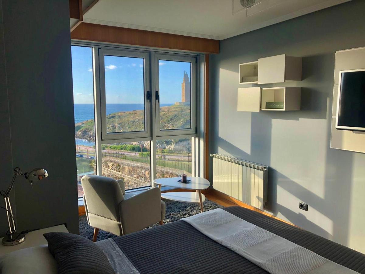Parking, Vistas Al Mar Y Tres Habitaciones A Coruna Luaran gambar