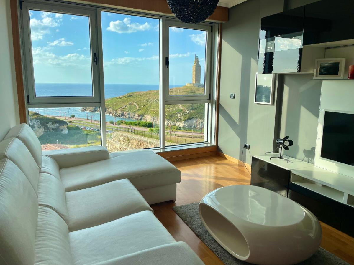 Parking, Vistas Al Mar Y Tres Habitaciones A Coruna Luaran gambar